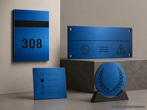 Brushed blue engraving plastic used for signs nameplates and control panel labels