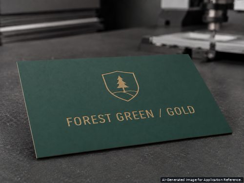 LYS-7032 forest green gold two-ply engraving plastic sheet with recessed gold engraving