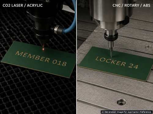 LYS-7032 CO2 laser acrylic and CNC rotary ABS processing with recessed gold reveal