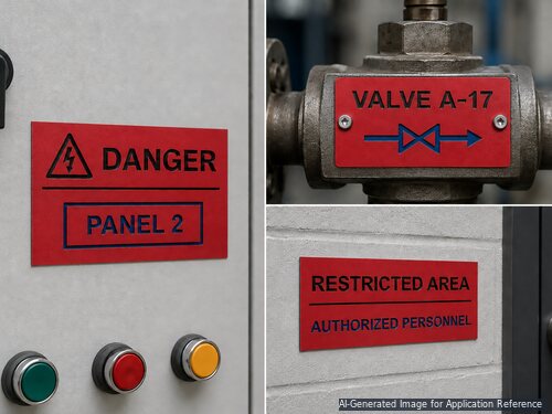 Red black blue tri-color engraving plastic for electrical valve and restricted-area signs