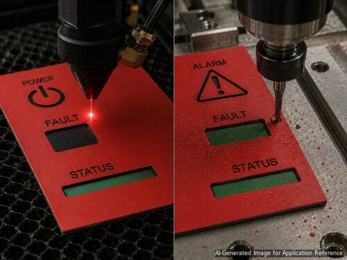 LYS-RGB001 Laser and CNC engraving with shallow black and deeper green reveal