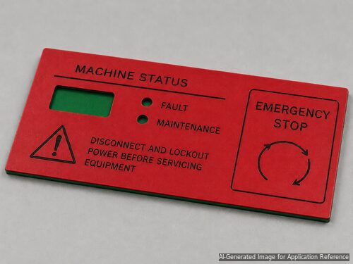 LYS-RGB001 red black green three-layer control panel engraving plastic closeup