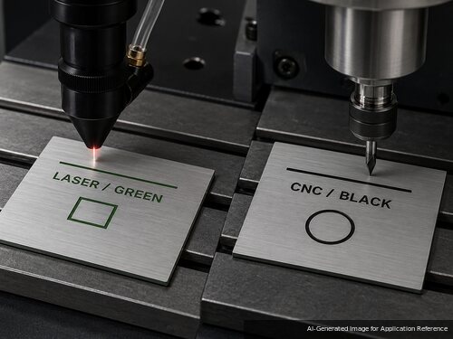LYS-SBG078 Laser and CNC engraving with shallow green and deeper black reveal