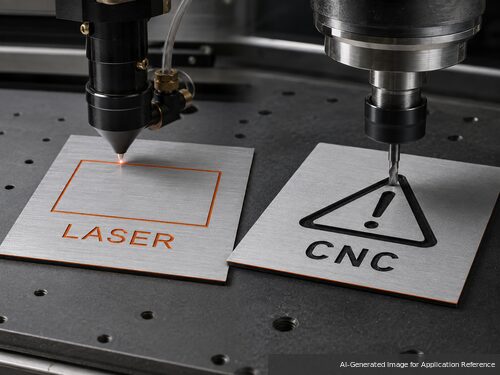 LYS-SBQ122 Laser and CNC engraving with shallow orange and deeper black reveal