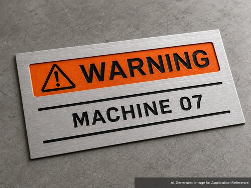 LYS-SBQ122 brushed silver orange black multi-layer warning label engraving plastic