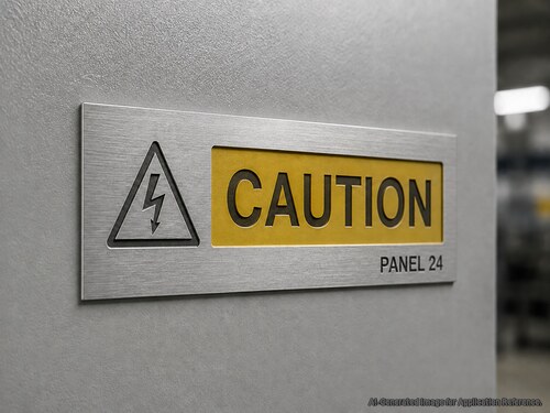 LYS-SBY095 brushed silver yellow black electrical caution engraving plastic sheet