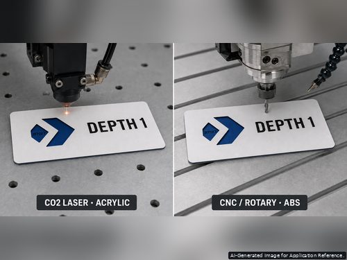 Separate CO2 laser acrylic and CNC rotary ABS custom tri-layer engraving sheet configurations