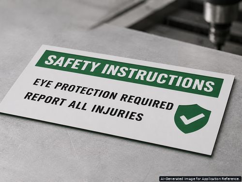 LYS-WGB027 safety instruction sign tri-layer engraving sheet with black text and green panel
