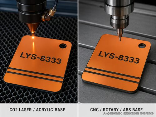 LYS-8333 mirror copper sheet in separate CO2 laser acrylic and CNC rotary ABS configurations