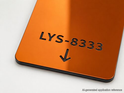 LYS-8333 mirror copper black core engraving plastic sheet with recessed black engraving