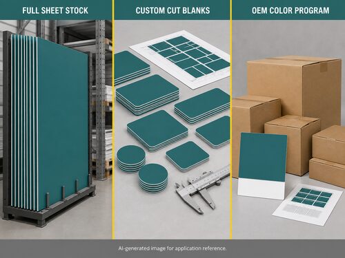 Aqua white engraving plastic sheet full-sheet stock custom-cut blanks and OEM color program supply