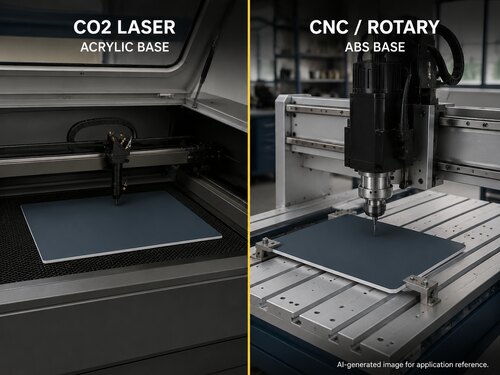 LYS-7008 separate CO2 laser acrylic and CNC rotary ABS slate blue two-tone material configurations