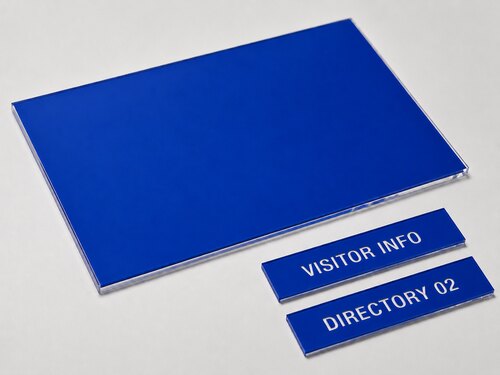 LYS-7138 blue subsurface engraving acrylic showing a transparent body and ultra-thin gemstone-blue rear coating