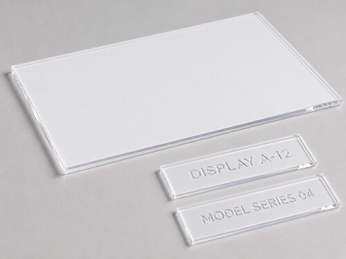 LYS-7152 clear white reverse engraving acrylic showing a transparent body and ultra-thin white rear coating