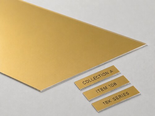 Gold Back-Coated Acrylic for Jewelry Showcase Tags LYS-8074 with a clear body and ultra-thin champagne-gold rear coating