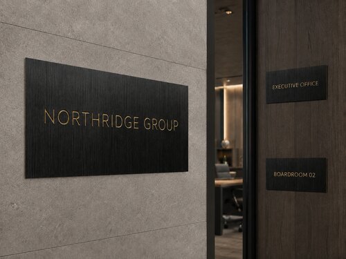 LYS-8273 brushed black gold architectural sign substrate used for corporate reception executive office and boardroom plaques