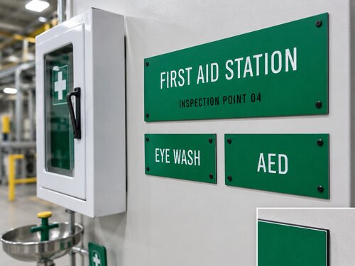 LYS-GWB004 tri-layer engraving plastic used for first aid eyewash AED and inspection identification panels