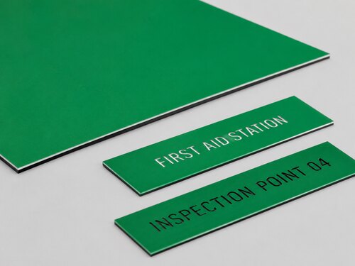 LYS-GWB004 thin green white black tri-layer engraving sheet with shallow recessed white and deeper black engraving